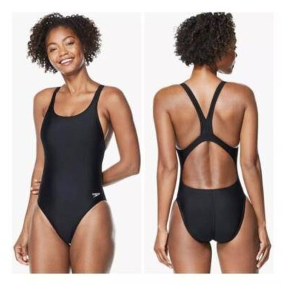 Speedo Women's Size 30 Black One Piece Swimsuit Racerback Competition Swim NWT